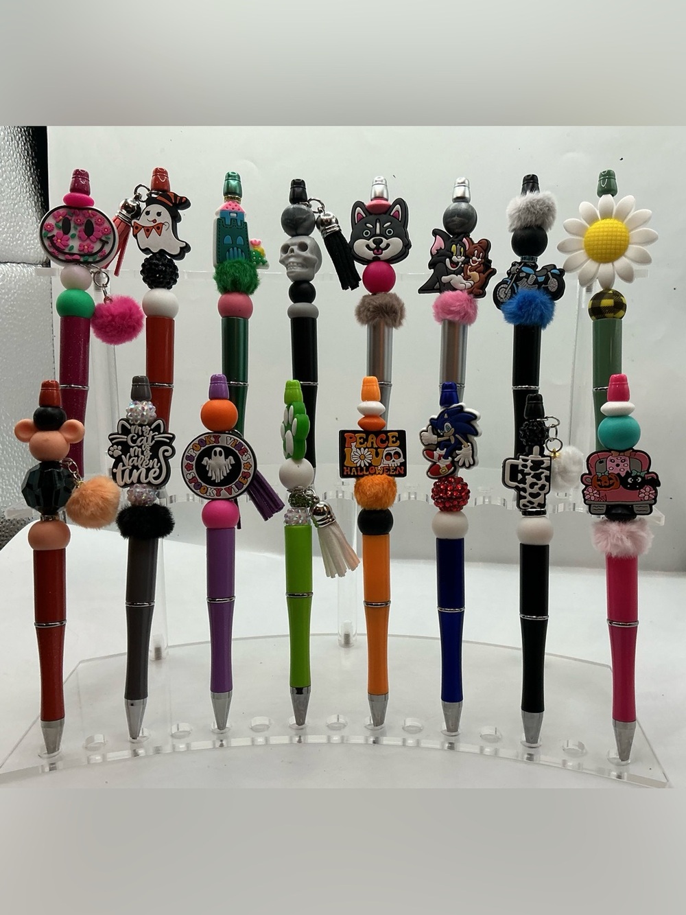 LOT OF 10 ASSORTED RANDOM DECORATIVE BEADED HANDMADE INK PENS FOR ADULTS & KIDS - Picture 5 of 9